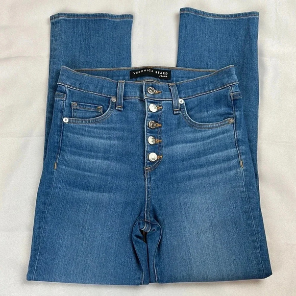Veronica Beard Women’s 24 Great Condition Button Fly Carly 11” Kick Flare Jean - Picture 1 of 13